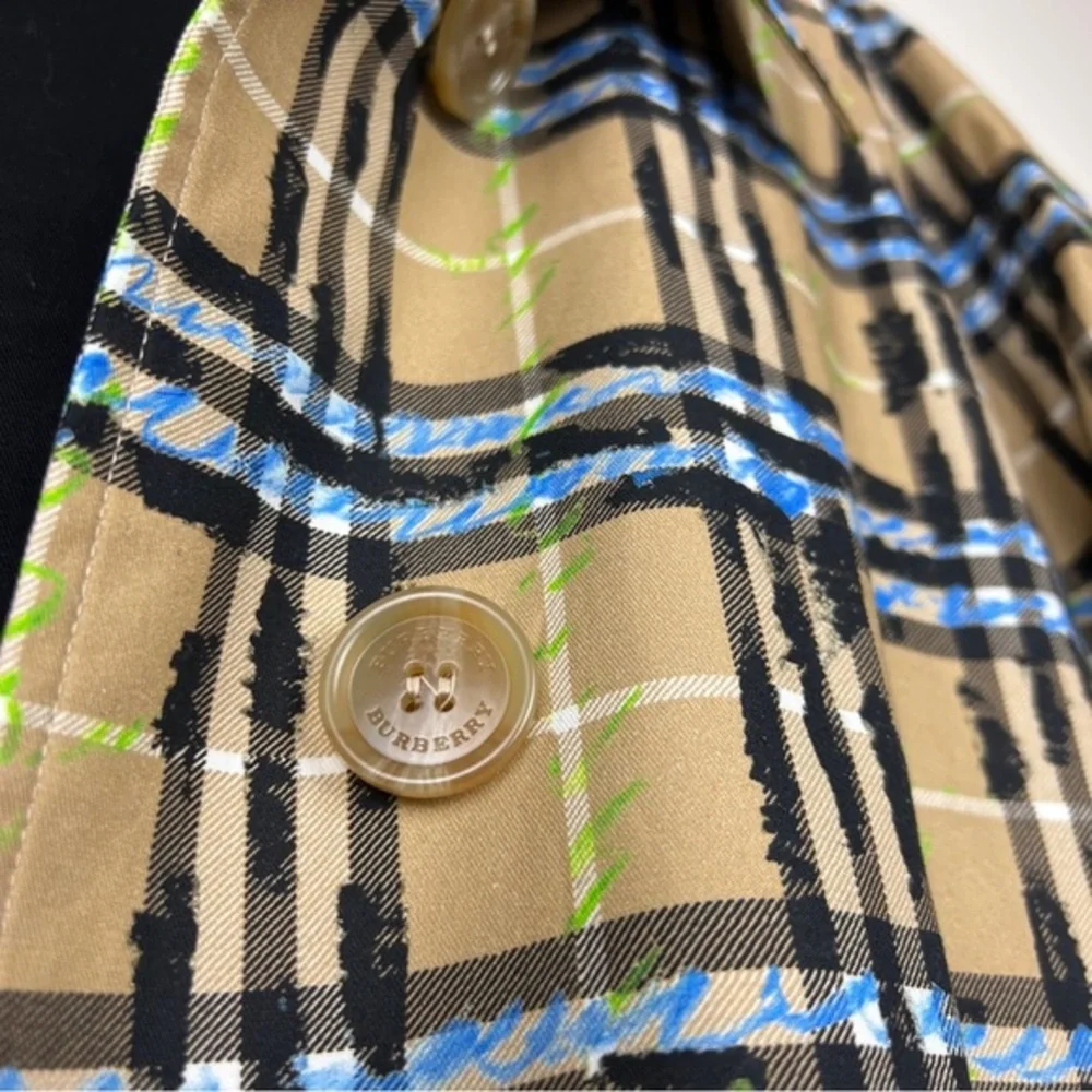 Burberry Calderbrook Scribble Printed Nova Check Long Car Coat Trench - Picture 8 of 13